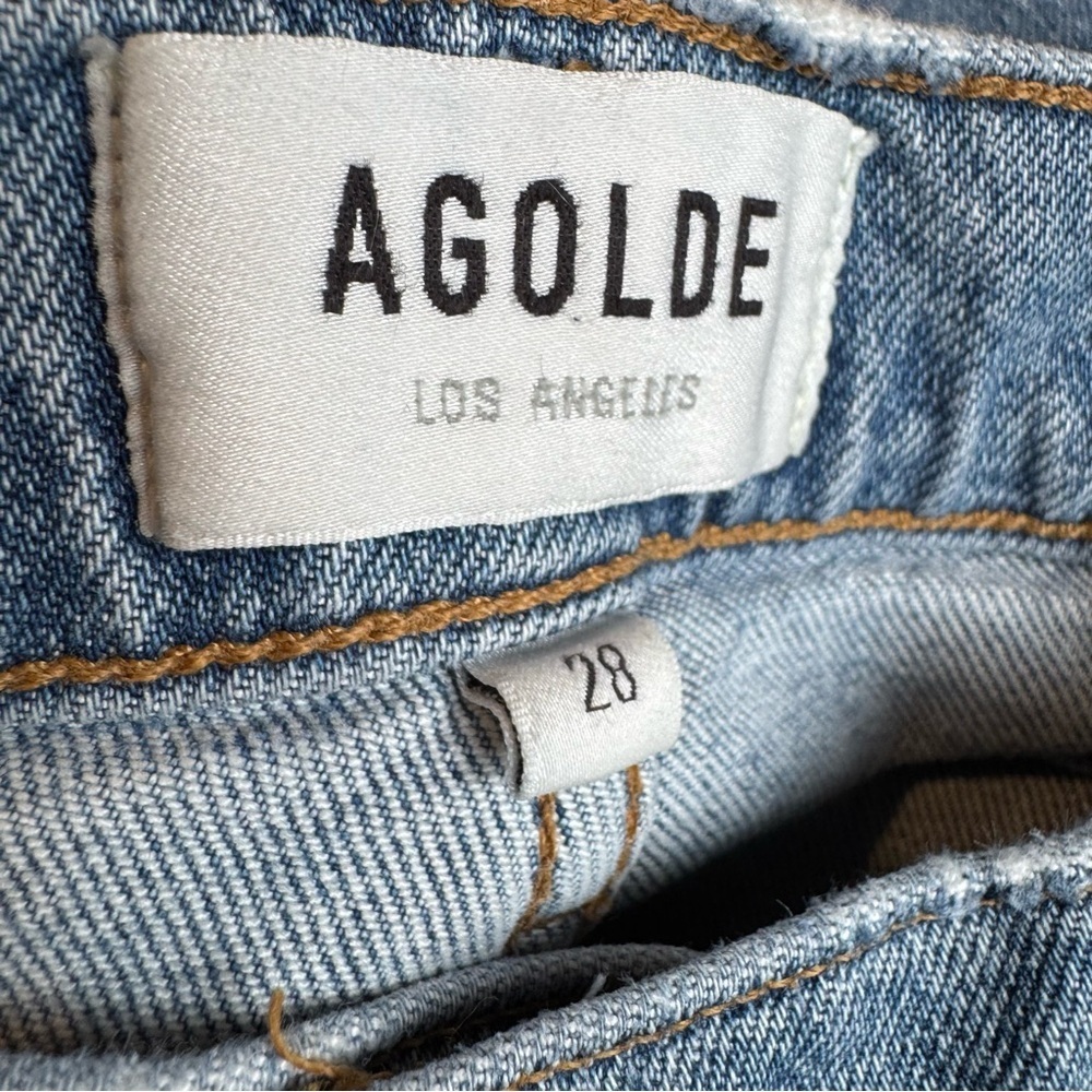AGOLDE Riley High Rise Straight Crop in Whiplash Denim Blue Jeans 28 B25 - Picture 8 of 12